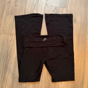 Victoria Secret Pink Black Bling/Rhinestone Foldover Leggings Black Size M